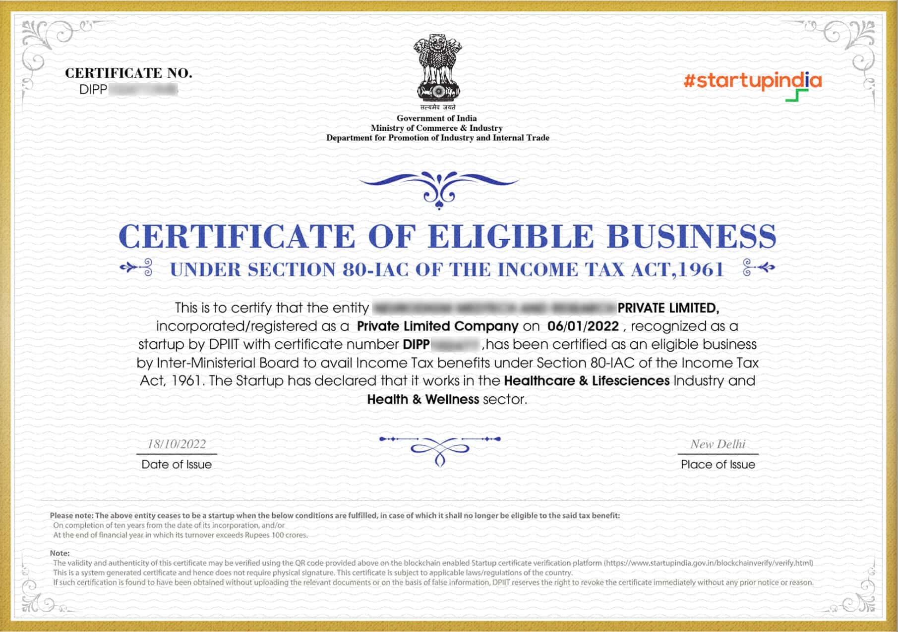 startup india certificate advalye - Advalyze